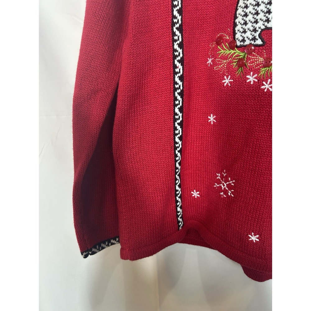Vintage Womens Red Houndstooth Scottish Terrier Dog Christmas‎ Sweater Size S - Picture 7 of 13